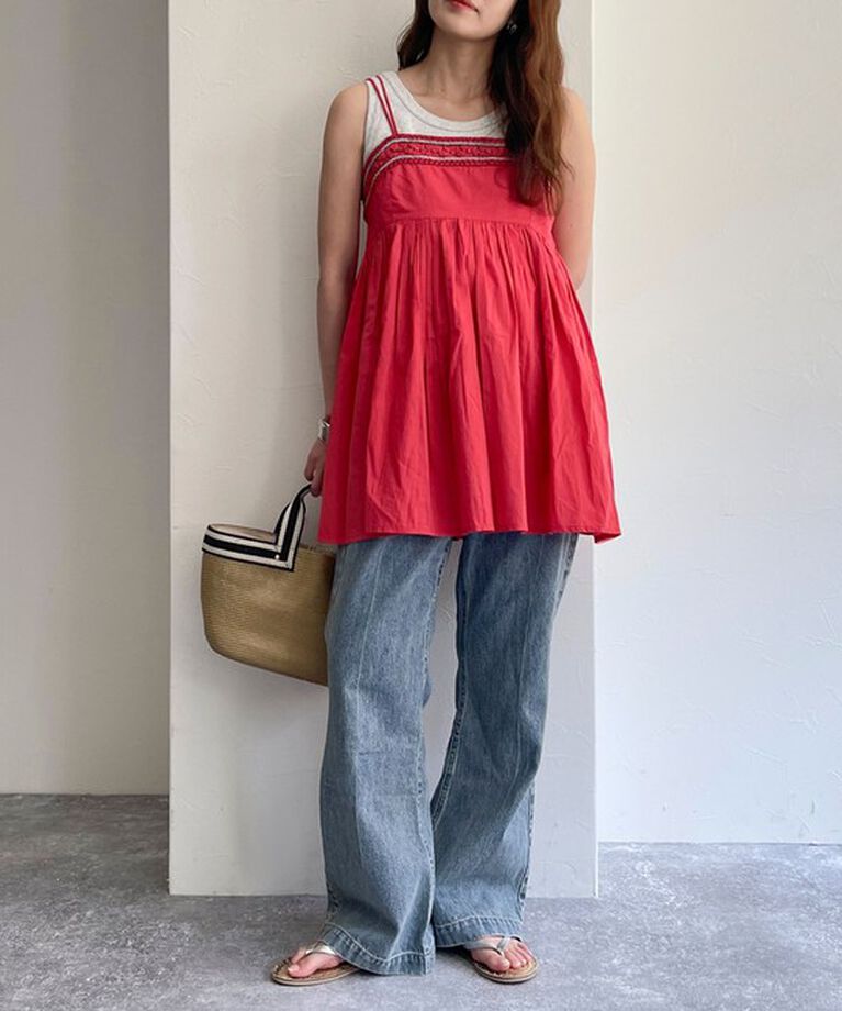 fredy emue「MADE INDIA ビーズ刺繍キャミソール」|キャミソール|レッド