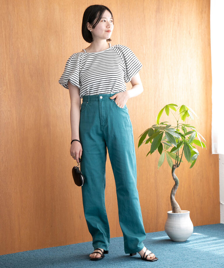 VIS「ツイル＆デニムストレートパンツ」|デニム|