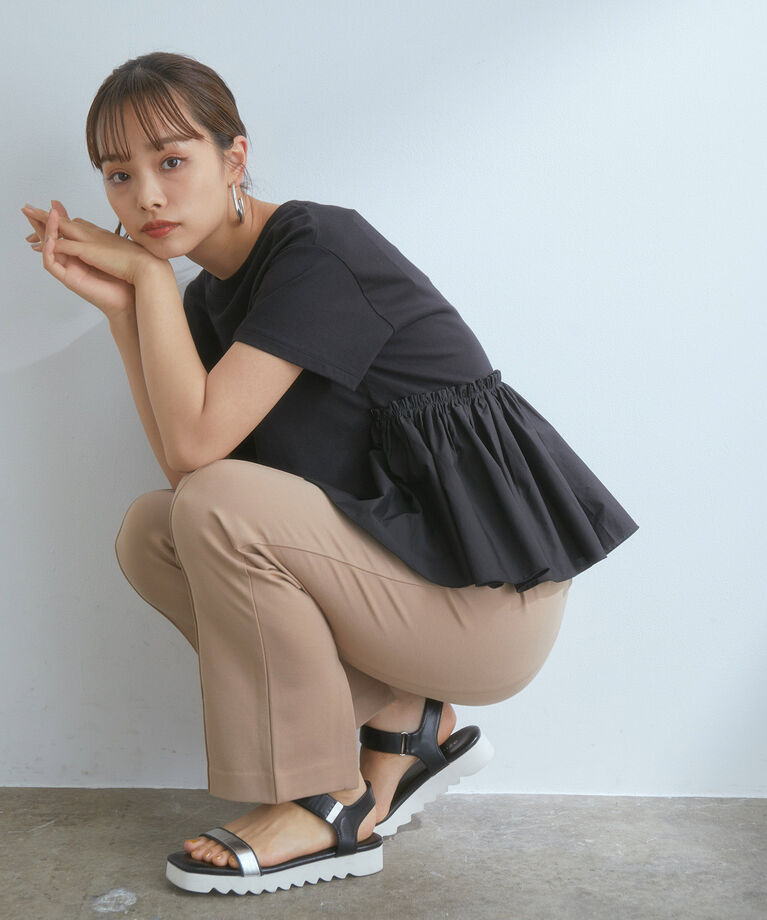 VIS「ポンチピンタックフレアパンツ」|スラックス|