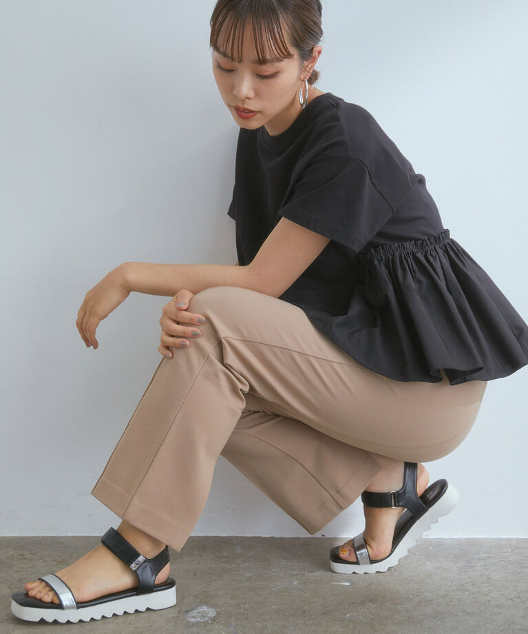 VIS「ポンチピンタックフレアパンツ」|スラックス|