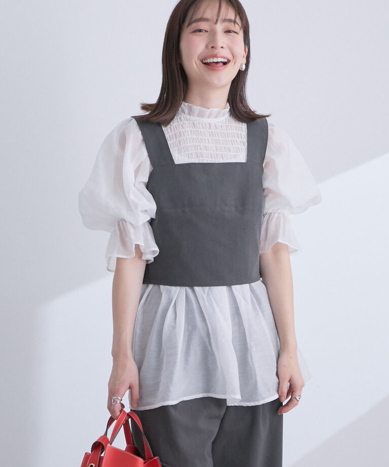 VIS「【高橋愛さんコラボ】上品な透け感で透明感をプラス。シアーブラウス」|シャツ・ブラウス|ホワイト(10)