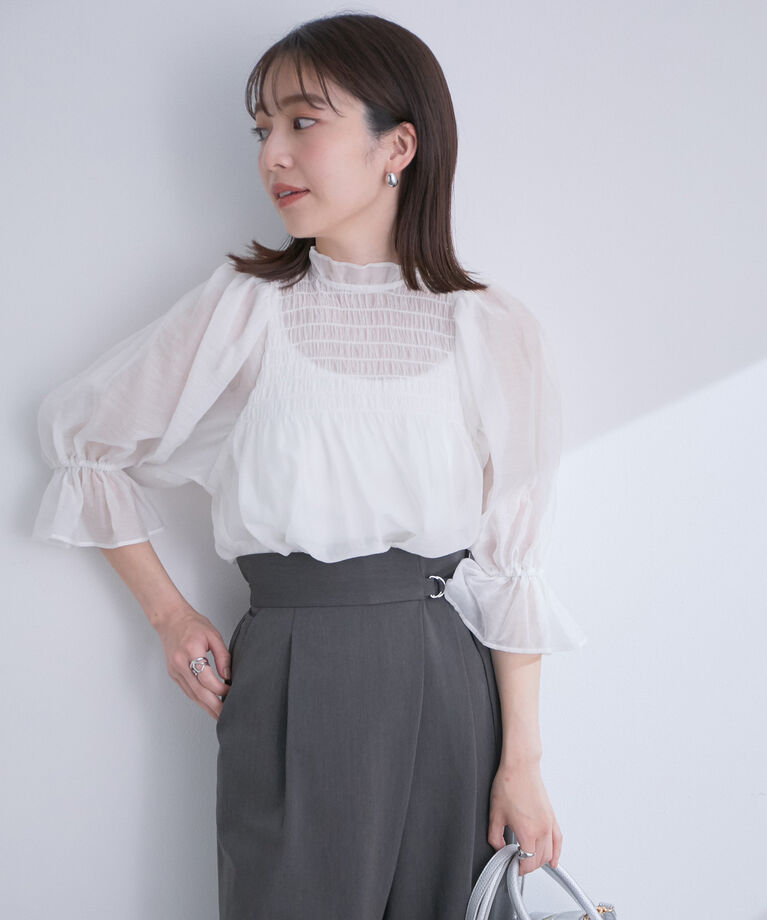 VIS「【高橋愛さんコラボ】上品な透け感で透明感をプラス。シアーブラウス」|シャツ・ブラウス|