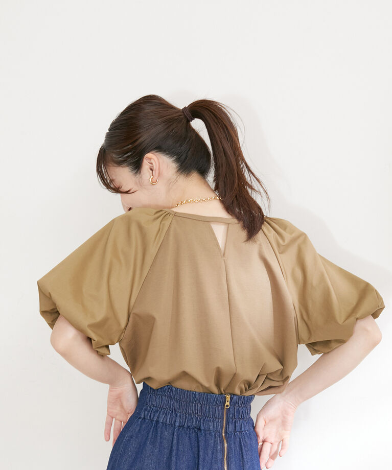 VIS「【洗える】ボリュームスリーブドッキングチュニックトップス」|Tシャツ・カットソー|ブラウン系(23)