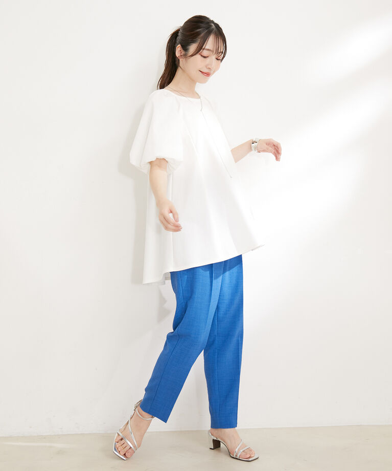 VIS「【洗える】ボリュームスリーブドッキングチュニックトップス」|Tシャツ・カットソー|