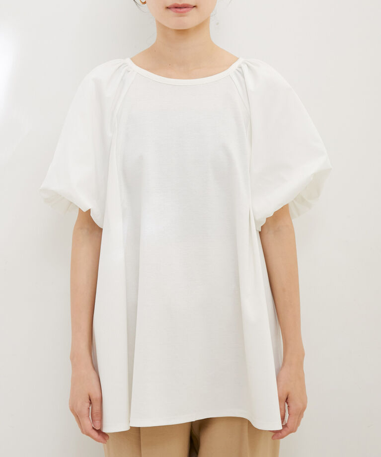 VIS「【洗える】ボリュームスリーブドッキングチュニックトップス」|Tシャツ・カットソー|
