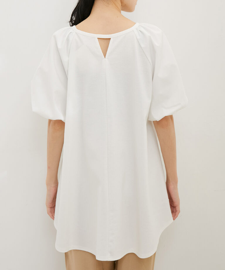VIS「【洗える】ボリュームスリーブドッキングチュニックトップス」|Tシャツ・カットソー|