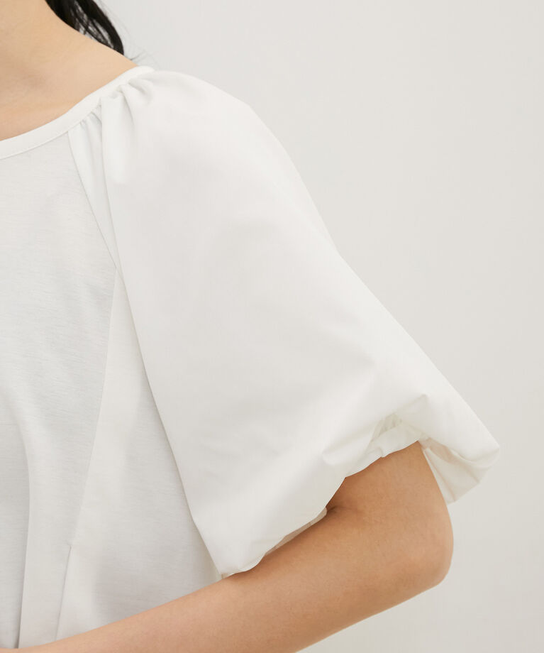 VIS「【洗える】ボリュームスリーブドッキングチュニックトップス」|Tシャツ・カットソー|