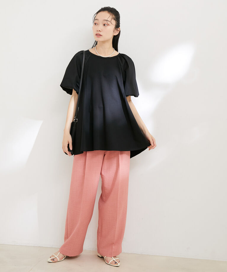 VIS「【洗える】ボリュームスリーブドッキングチュニックトップス」|Tシャツ・カットソー|