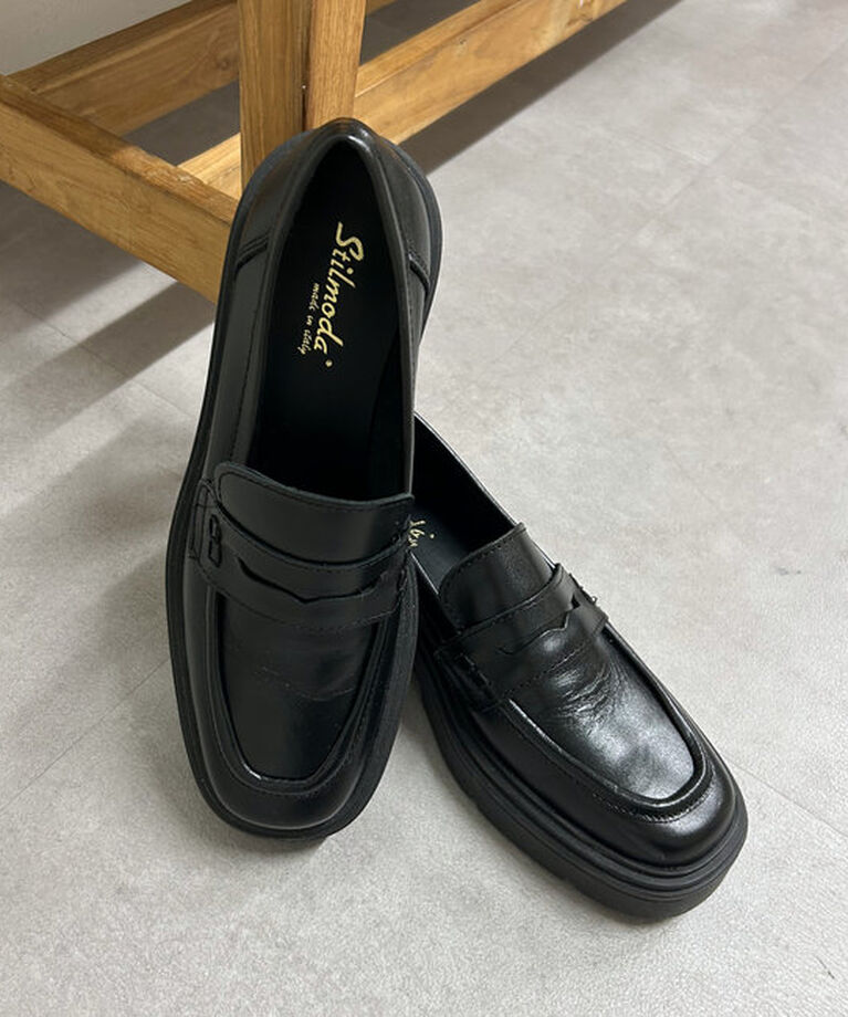  「STILMODA 厚底ローファー」|ロングブーツ|ブラック