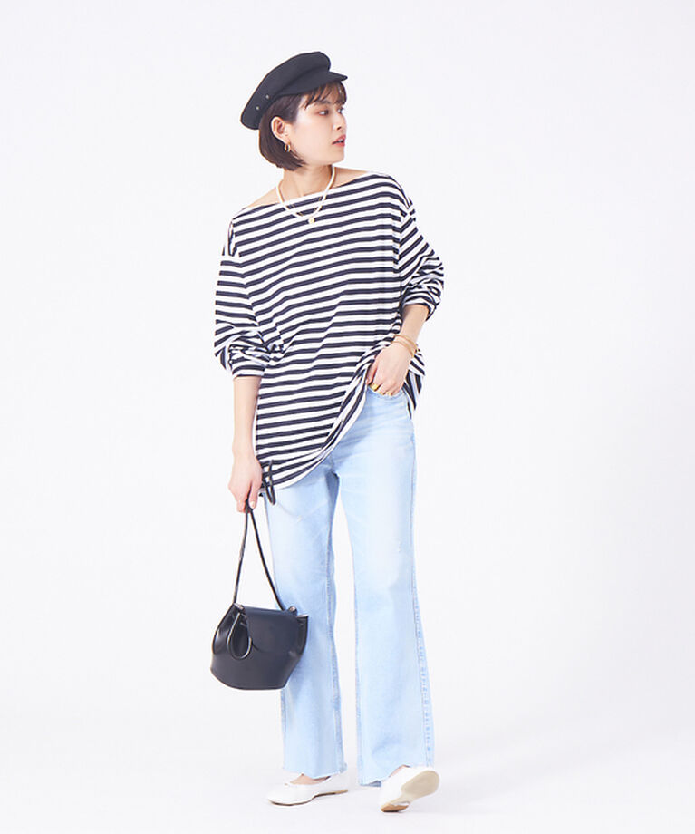 Rouge vif「ロングボーダーTカットソー」|Tシャツ・カットソー|