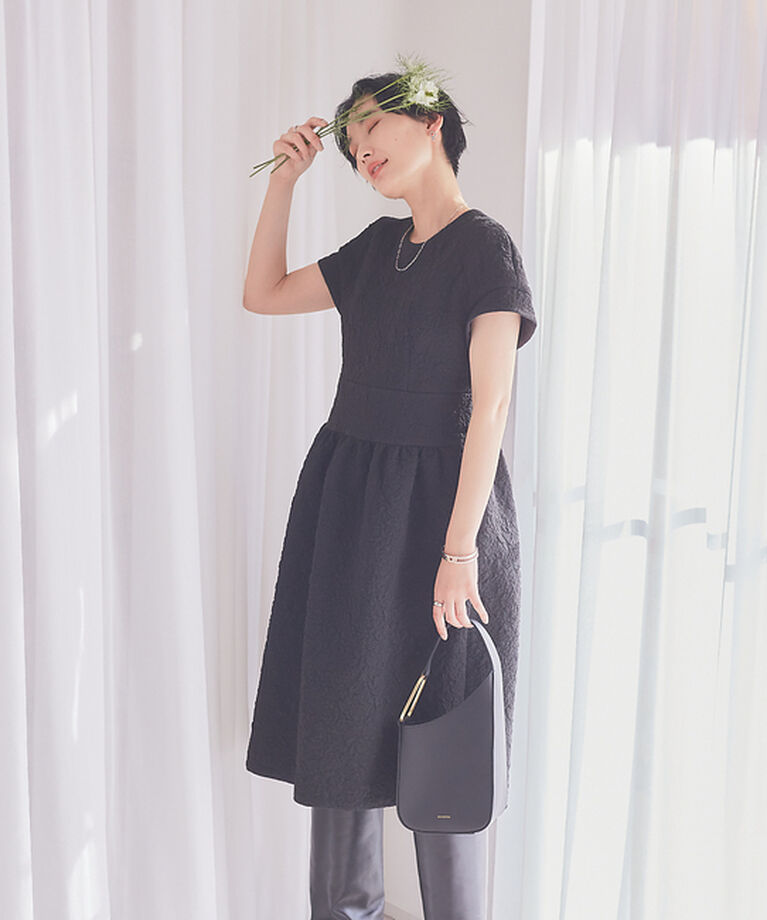 Rouge vif「【BELLE ROBE】ふくれジャガードワンピース」|ワンピース|ブラック