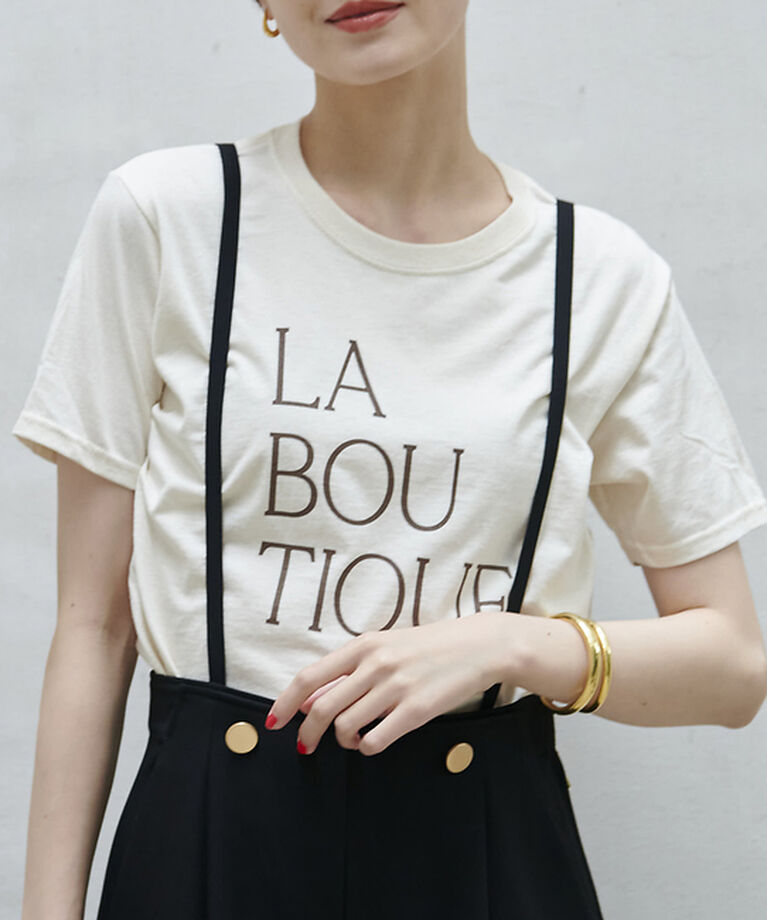 Rouge vif「前後ロゴコンパクトT」|Tシャツ・カットソー|ライトベージュ