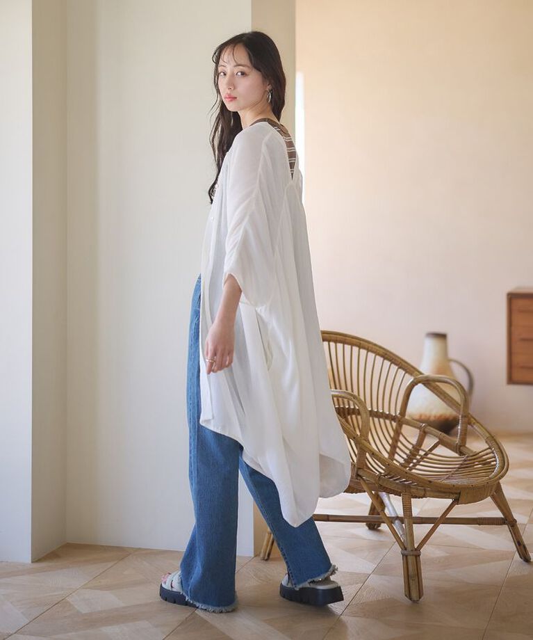 earth music&ecology「レーヨンビッグシャツチュニック　25SS 夏」|チュニック|