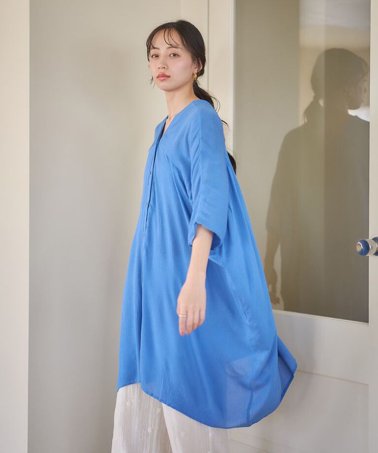 earth music&ecology「レーヨンビッグシャツチュニック　25SS 夏」|チュニック|