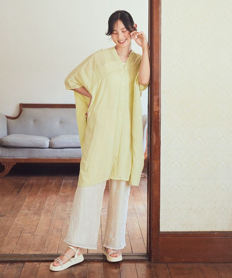 earth music&ecology「レーヨンビッグシャツチュニック　25SS 夏」|チュニック|