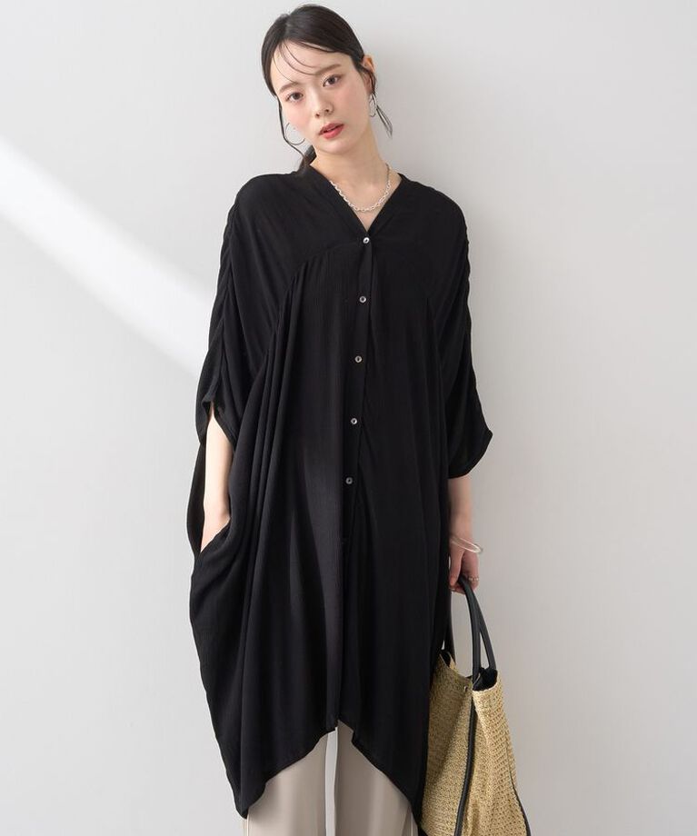 earth music&ecology「レーヨンビッグシャツチュニック　25SS 夏」|チュニック|Black