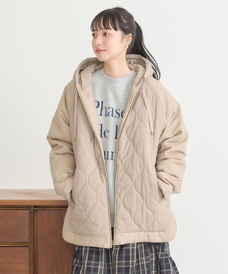 earth music&ecology「ラグラン切替キルティングブルゾン」|ブルゾン・スタジャン|Gray Beige