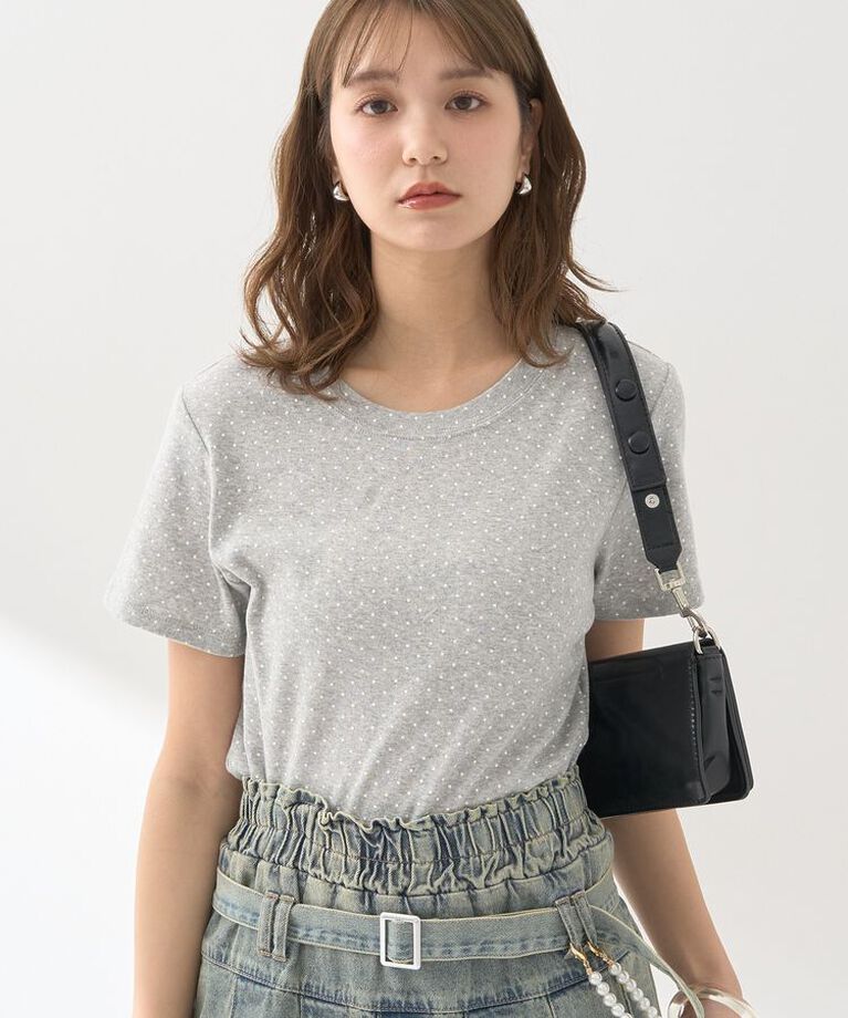 earth music&ecology「ドットプリントTシャツ」|Tシャツ・カットソー|Gray