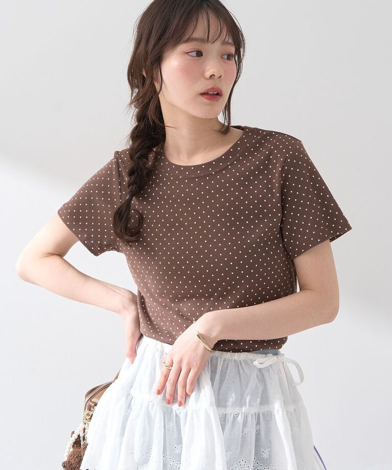 earth music&ecology「ドットプリントTシャツ」|Tシャツ・カットソー|Brown
