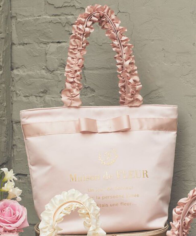 Maison de FLEUR「ブランドロゴフリルハンドルトートMバッグ」|トートバッグ|ピンクベージュ