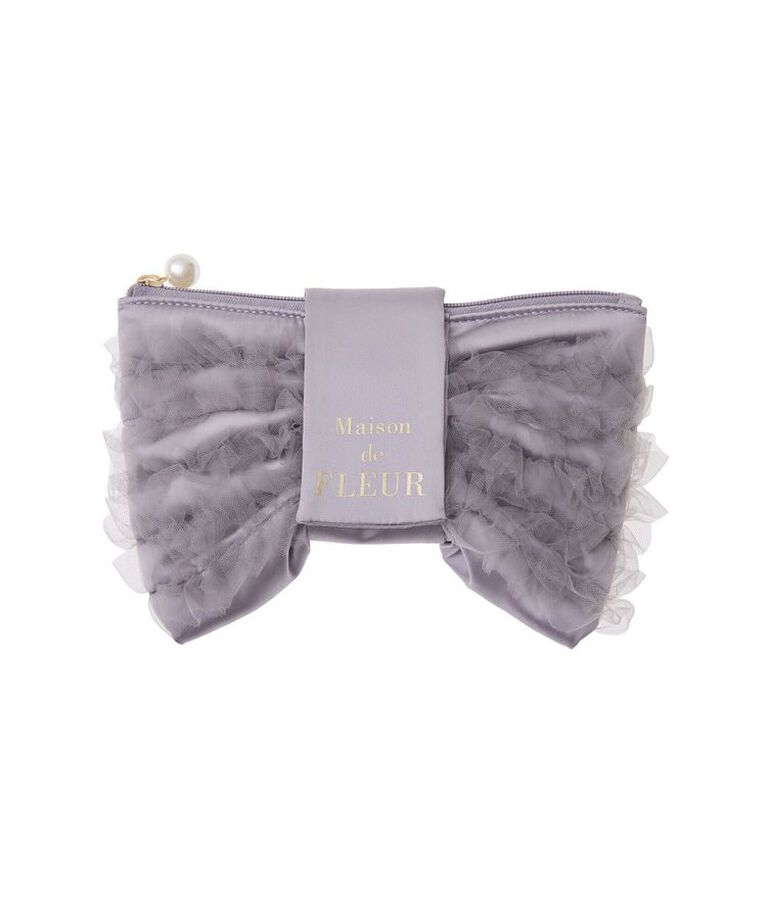 Maison de FLEUR「チュールフリルリボンポーチ」|ポーチ|