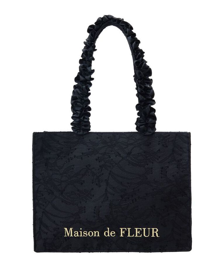 Maison de FLEUR「レースフリルハンドルスクエアトートMバッグ」|トートバッグ|