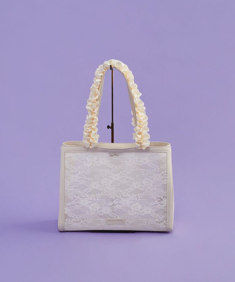 Maison de FLEUR「メッシュレーススクエアトートバッグ」|トートバッグ|アイボリー