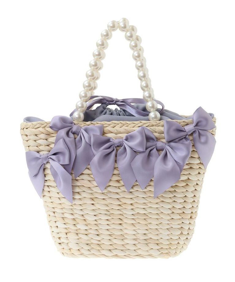 Maison de FLEUR「EC限定パールハンドルリボンカゴバッグ」|ハンドバッグ|