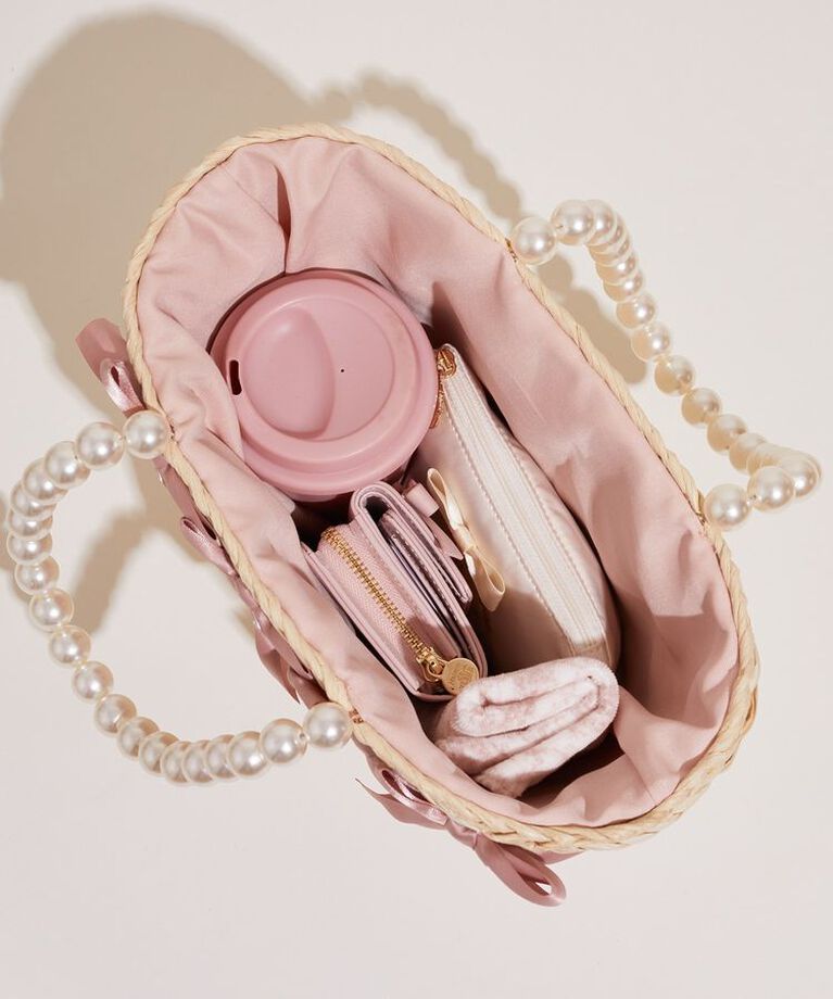 Maison de FLEUR「EC限定パールハンドルリボンカゴバッグ」|ハンドバッグ|