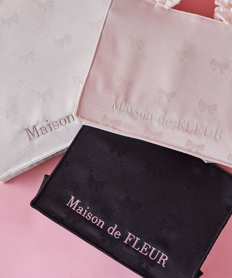 Maison de FLEUR「EC限定リボン柄ジャカードスクエアトートS」|トートバッグ|