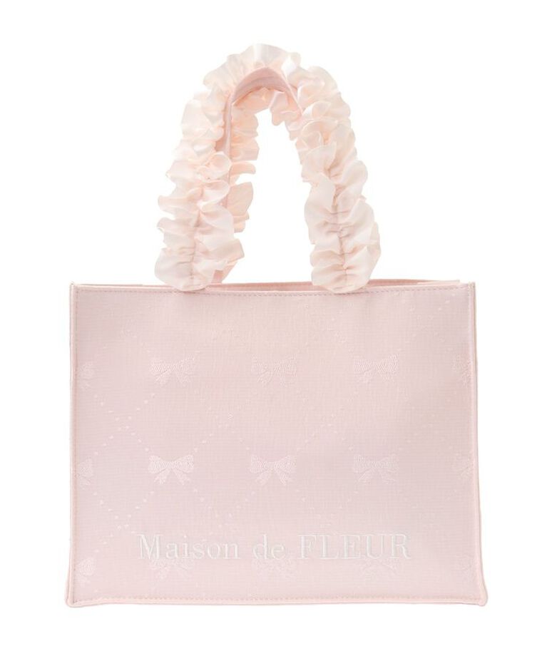 Maison de FLEUR「EC限定リボン柄ジャカードスクエアトートS」|トートバッグ|