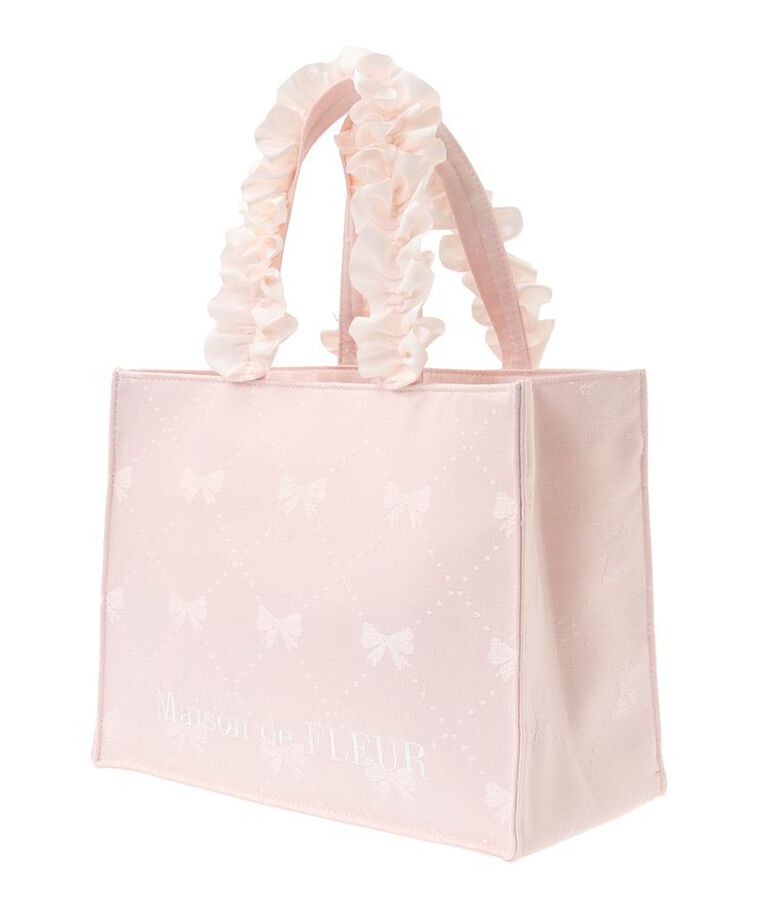 Maison de FLEUR「EC限定リボン柄ジャカードスクエアトートS」|トートバッグ|