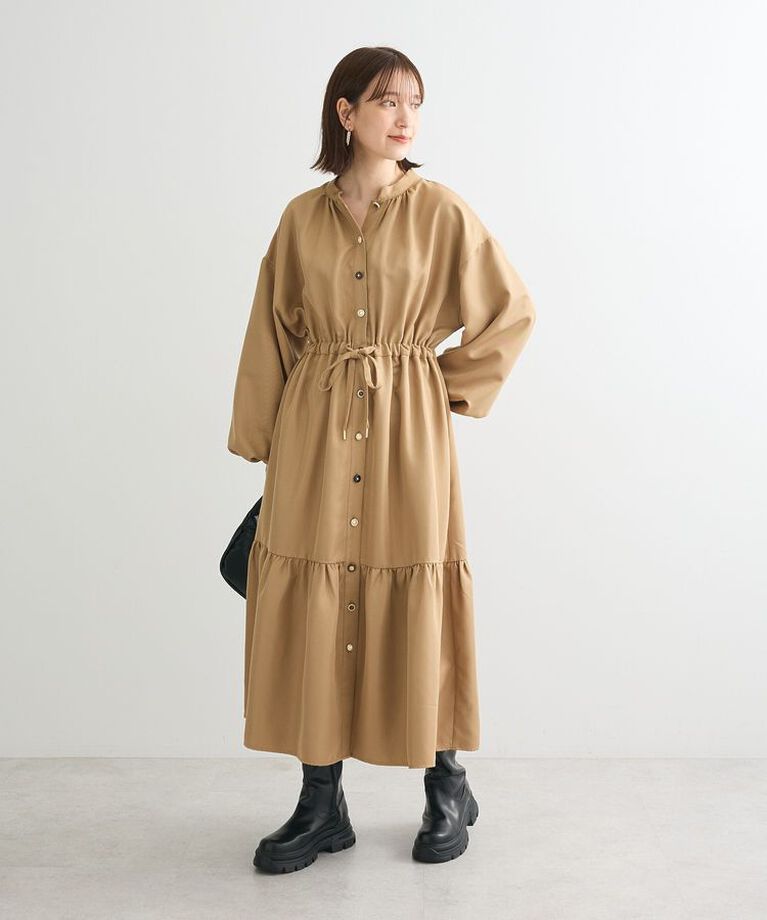 Green Parks「・ELENCARE DUE イロイロ釦ワンピース」|ワンピース|ベージュ