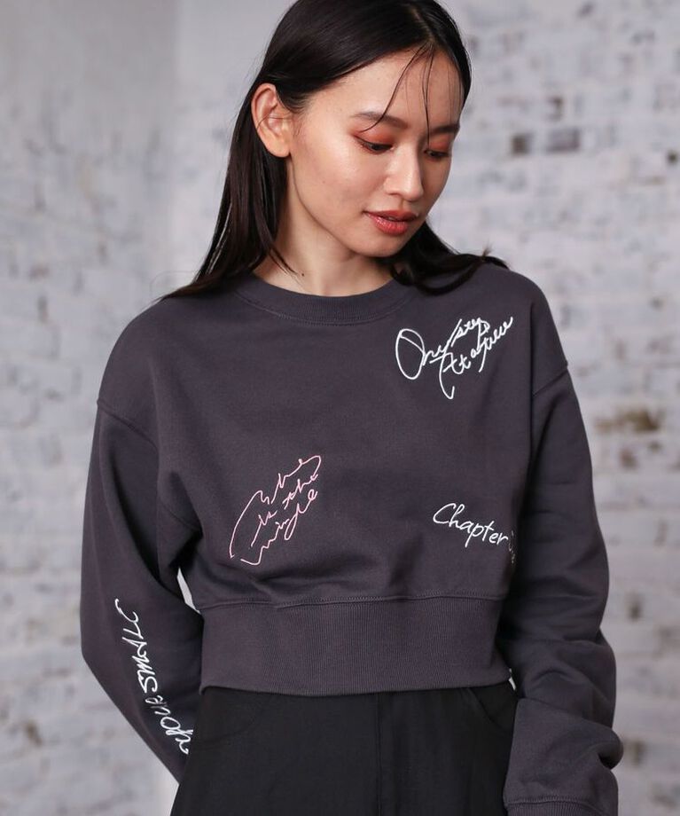 Green Parks「・ELENCARE DUE ロゴ刺繍ショートスウェット」|スウェット・ジャージ|チャコールグレー