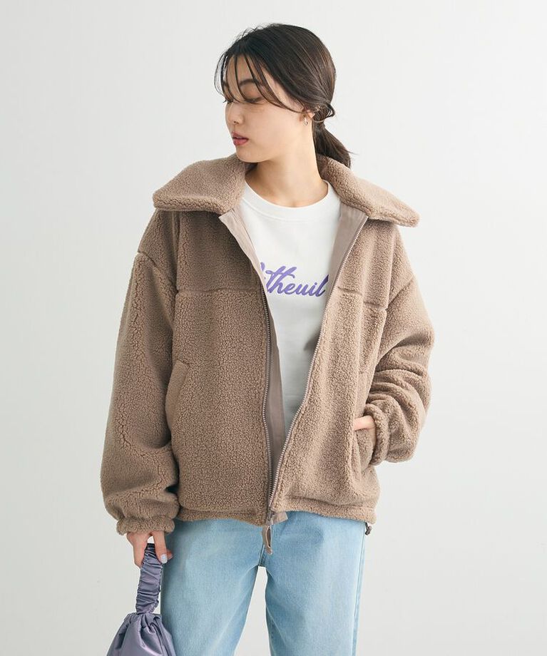 Green Parks「リバーシブルコンビボアブルゾン」|ブルゾン・スタジャン|Gray Beige