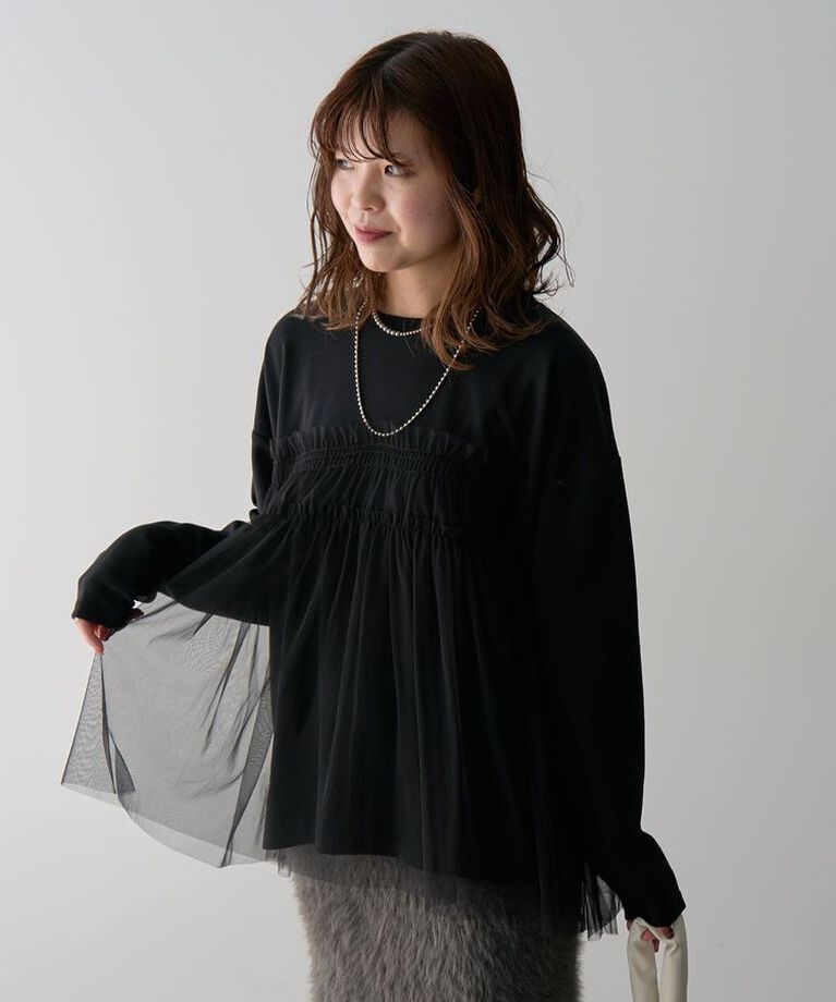 Green Parks「・ELENCARE DUE チュールレイヤープルオーバー」|Tシャツ・カットソー|