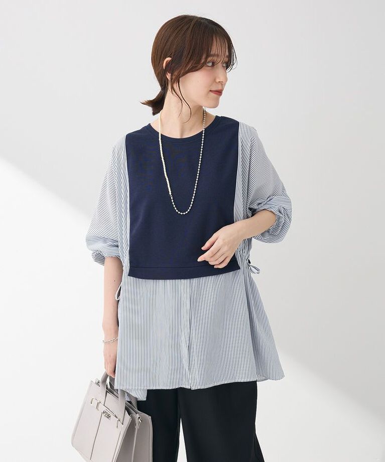 Green Parks「脇リボンドッキングチュニック」|シャツ・ブラウス|Navy