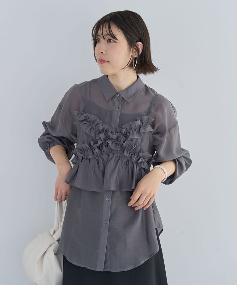 Green Parks「SET2点フリルビスチェ＋シャツチュニック」|シャツ・ブラウス|Charcoal Gray
