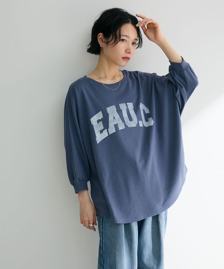 Green Parks「7分袖ミニ裏毛ドルマンロゴプルオーバー」|Tシャツ・カットソー|