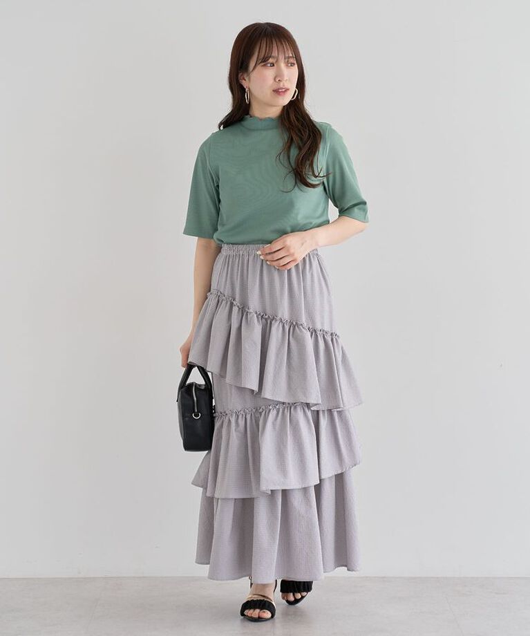 Green Parks「・Petit Fleur 5分袖メロウリブTEE」|Tシャツ・カットソー|