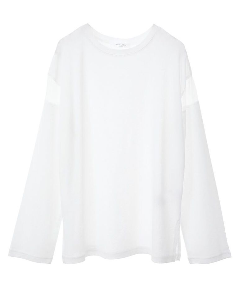 Green Parks「シアー切替長袖プルオーバー」|Tシャツ・カットソー|Off White
