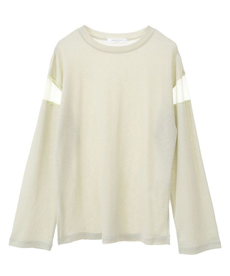 Green Parks「シアー切替長袖プルオーバー」|Tシャツ・カットソー|