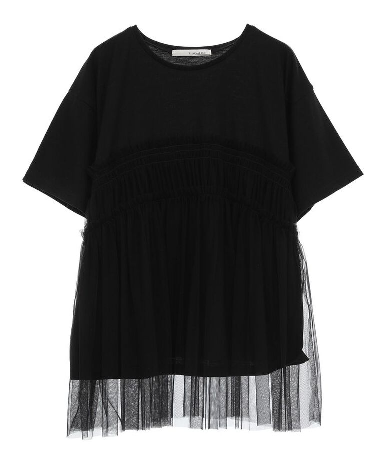 Green Parks「・ELENCARE DUE チュールドッキングTEE」|Tシャツ・カットソー|Black