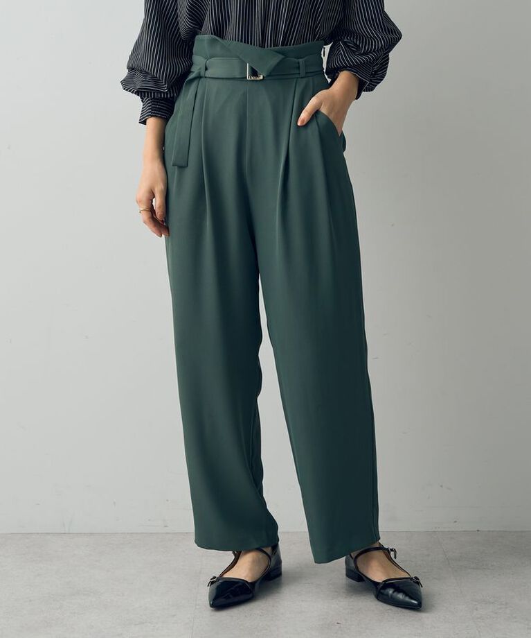 YECCA VECCA「ウエストデザインワイドパンツ」|その他|Green