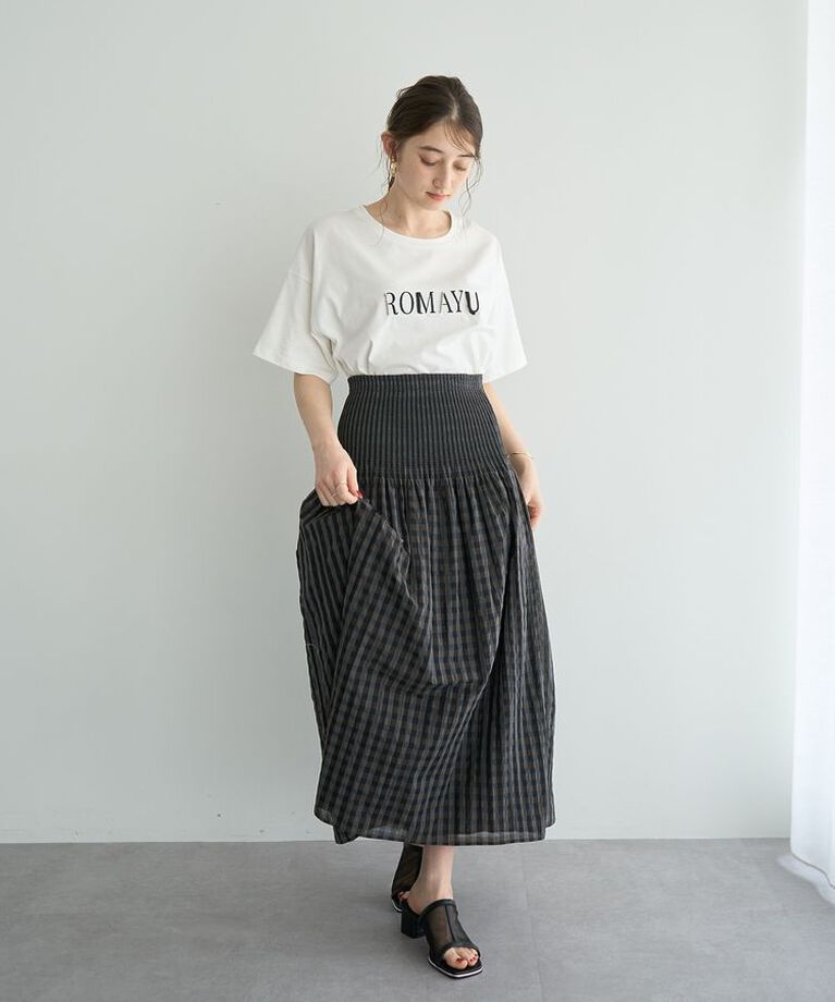YECCA VECCA「リバーシブルチェックフレアスカート」|フレア|