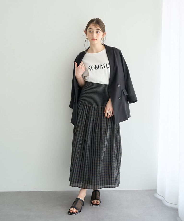 YECCA VECCA「リバーシブルチェックフレアスカート」|フレア|