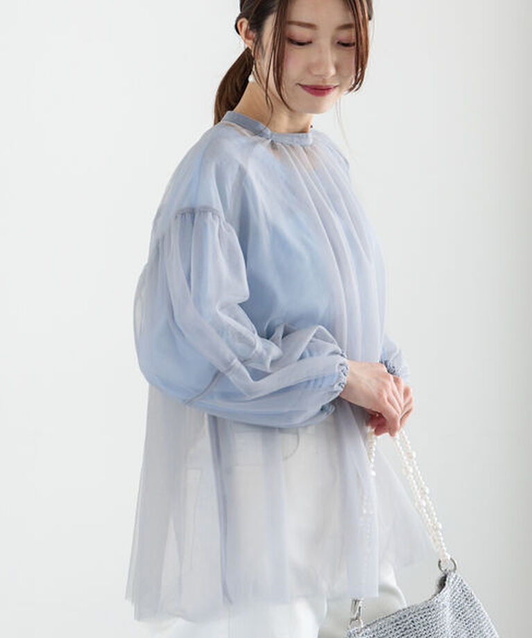 Te chichi「バルーンスリーブチュールブラウス」|シャツ・ブラウス|グレー