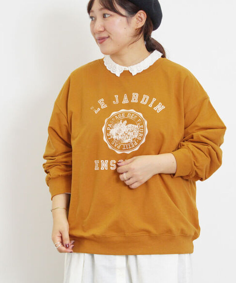Samansa Mos2「ミニ裏毛カレッジプリントスウェット」|Tシャツ・カットソー|マスタード