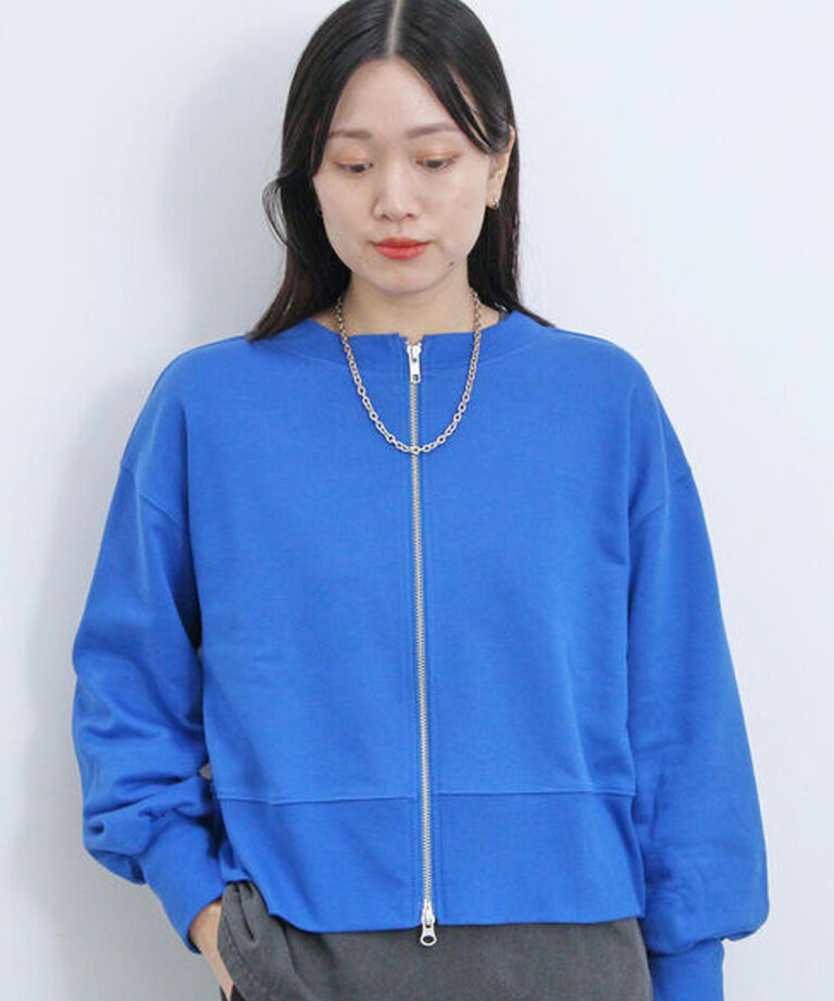 Samansa Mos2 blue「◎前後2wayダブルジップスウェット」|Tシャツ・カットソー|