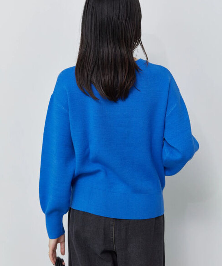 Samansa Mos2 blue「【Hug Knit】ロゴプルオーバー」|ニット・セーター|